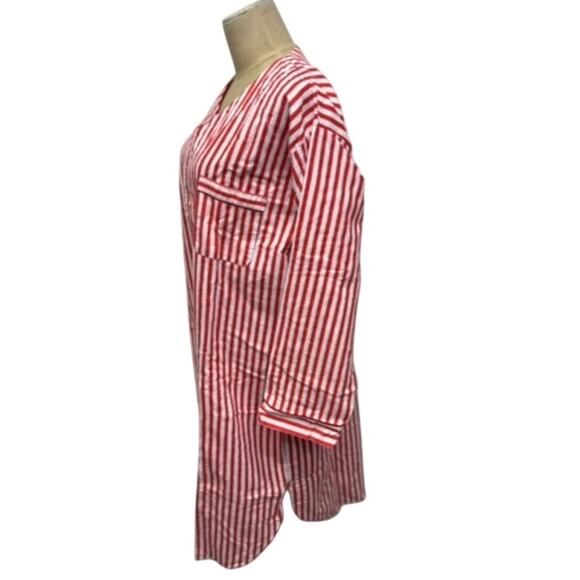 "Botany 500" Red & White Striped Flannel Christmas Night Shirt VTG SZ S/M Unisex - Picture 4 of 11